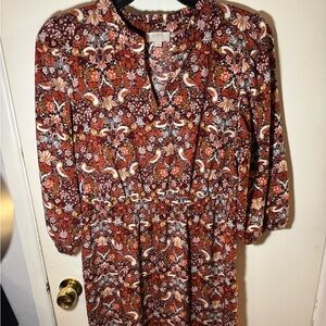 LOFT Multicolor Floral Long Sleeve Dress